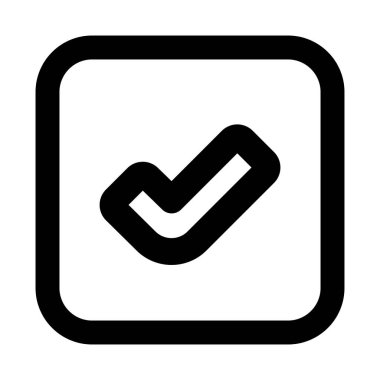 Modern düz dış hatlar biçimi, seçim, seçenek işaretleme ve görev tamamlama kavramında işaretleme kutusu simgesi