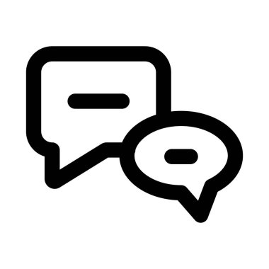 Mesajlaşma, etkileşim ve bilgi alışverişi kavramını gösteren modern düz ana hatlı iletişim simgesi