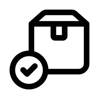 Ürün Onayı, Kutu, Paketleme, Paket Teslimatı ikonu doğrulanmış sevkiyat, sipariş hazırlığı ve teslimat yönetimi kavramını gösteriyor