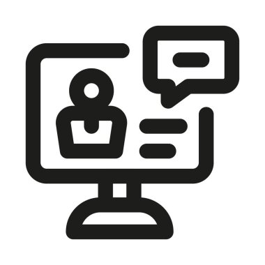 Web sitelerini, video konferanslarını ve sanal eğitim oturumlarını gösteren Modern Çevrimiçi Öğrenme simgesi