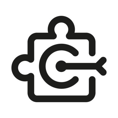 Stratejik Bulmaca Parçası ve Hedef / Ok simgesi, hedef başarısını, başarısını ve odaklanmasını gösteren bir simge seti