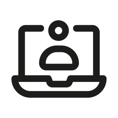 Modern Video Çağrısı simgesi dizüstü bilgisayar iletişimi, çevrimiçi toplantılar ve sanal işbirliği