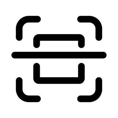 Tarayıcı Profesyonel Satır Simgesi. Belge taraması, dijital yakalama ve veri işleme teknolojisini temsil eden modern vektör illüstrasyonu