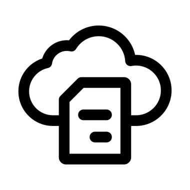 Dosya Bulutu Profesyonel Satır Simgesi. Bulut depolama, dijital dosya yönetimi ve çevrimiçi veri erişimini temsil eden modern minimal vektör illüstrasyonu