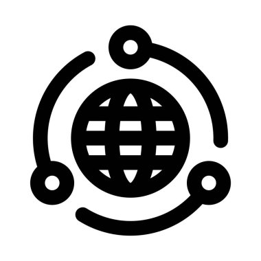 Global Networking Professional Line Simgesi. Dünya çapında bağlantı, internet iletişimi ve dijital n 'yi temsil eden modern minimal vektör illüstrasyonu