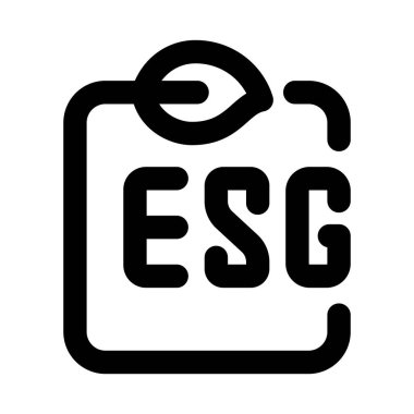 ESG simgesi. Çevre, sosyal ve yönetim sorumluluğu ve sürdürülebilirlik kavramı için tasarlanmış profesyonel asgari vektör stiline sahip modern çizgi simgesi tasarımı
