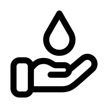 El ele tutuşan su damlası ikonu. Mesleki asgari vektör stiline sahip modern çizgi simgesi tasarımı koruma, çevre, sürdürülebilirlik ve bakım kavramı için tasarlanmıştır