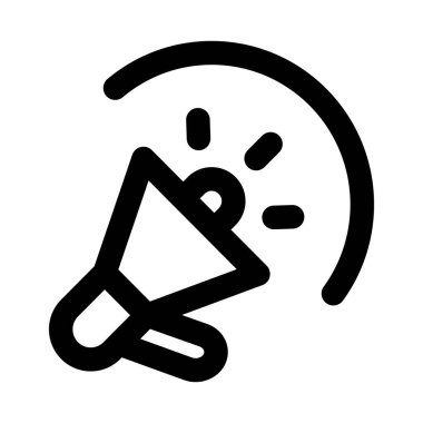 Megafon simgesi. İletişim, duyuru, promosyon, pazarlama ve uyarı konsepti için tasarlanmış profesyonel asgari vektör biçimlendirme ile modern çizgi simgesi tasarımı