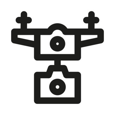 Drone Kamera Simgesi. Modern profesyonel minimal çizgi hava fotoğrafçılığı, çekim, uzaktan kamera, UAV ve medya yakalama
