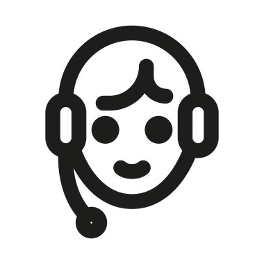 Müşteri Hizmetleri Temsilcisi Simgesi. Modern profesyonel asgari çizgi resimleme desteği, iletişim, yardım, yardım masası ve istemci etkileşimi