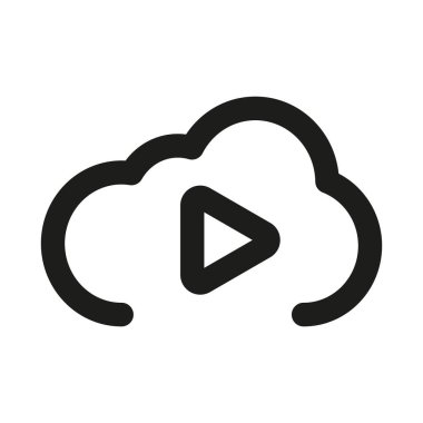 Bulut Akımı Simgesi. Çevrimiçi medya, dijital içerik, bulut depolama ve yayın hizmetlerini gösteren modern profesyonel minimal çizgi grafiği