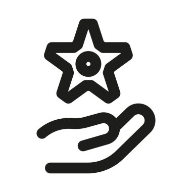 Bir Yıldız Simgesini Tutmak. Modern profesyonel asgari çizgi Başarı, başarı, tanınma, ödül ve mükemmelliği gösteren grafikler