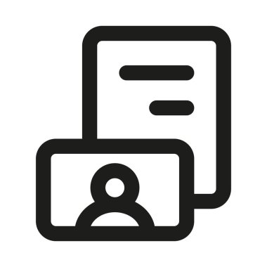 Çalışan Kimliği ve Özgeçmiş Simgesi. Modern profesyonel asgari çizgi çizimi personel tanımlaması, kişisel kimlik bilgileri, iş profili ve profesyonel belgelendirme