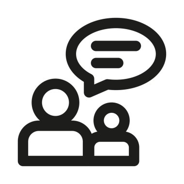 Konuşma simgesi. İletişim tartışması netlik diyaloğunu ve temiz görme arzusunu temsil eden modern profesyonel asgari çizgi vektör simgesi