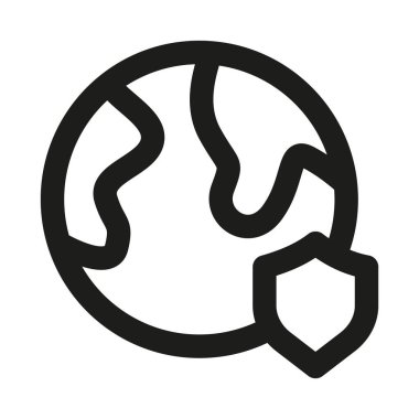 Küresel güvenlik simgesi. Güvenlik korumasını temsil eden modern profesyonel minimal çizgi vektör simgesi berraklığı ve temiz görme arzusu