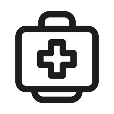 İlk yardım kutusu simgesi. Modern profesyonel asgari çizgi vektör ikonu acil bakım tıbbının berraklık korumasını ve temiz temel görsel arzuyu gösterir