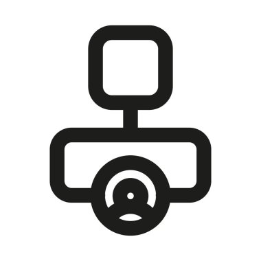 Araba DVR Hattı Simgesi. Profesyonel minimalist sembol, araç kaydı, konsolu ve araç gözetlemesi için premium vektör çizgisi simgesi olarak tasarlanmıştır.