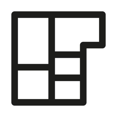 Ev Planı Satır Simgesi. Mimari tasarım, zemin planlama ve ev düzenleme için bir premium vektör çizgisi simgesi olarak tasarlanmış profesyonel minimalist sembol