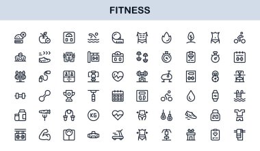 Fitness Professional Line Simgesi Modern Spor Sembollerini Minimal Outline Style ile Sağlık, Spor ve Spor Faaliyetleri İçin Ayarla