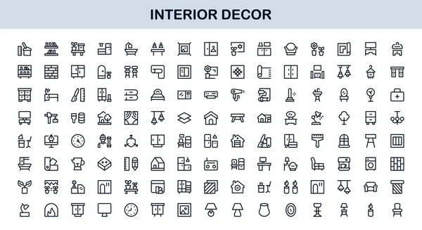 İç Dekor Profesyonel Satır Simgesi Ev Tasarımı ve Mobilya İçin Modern Minimum Vektör Simgelerini Ayarla