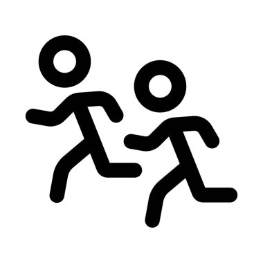 Modern Satır Simgesinde İlerleyen İnsanlar. Hareket aktivite uygunluğunu ve ilerlemeyi temsil eden profesyonel asgari vektör sembolü