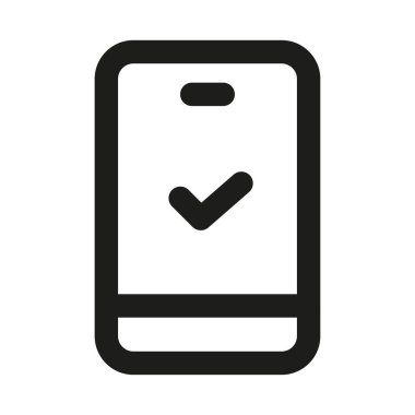 İşaretli profesyonel çizgi simgesine sahip akıllı telefon. Modern mobil doğrulama kavramına sahip Profesyonel Satır Vektörü Simgesi, minimal temiz tasarım ve ölçeklenebilir onay sembolü