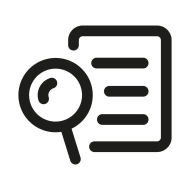 Belge araması profesyonel satır simgesi. Modern dosya arama konseptine sahip Profesyonel Satır Vektörü Simgesi, minimal temiz tasarım ve ölçeklenebilir belge keşif simgesi