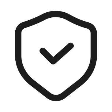 İşaretli profesyonel çizgi simgesine sahip kalkan. Modern koruma ve doğrulama kavramına sahip Profesyonel Satır Vektörü Simgesi, minimal temiz tasarım ve ölçeklenebilir güvenlik simgesi