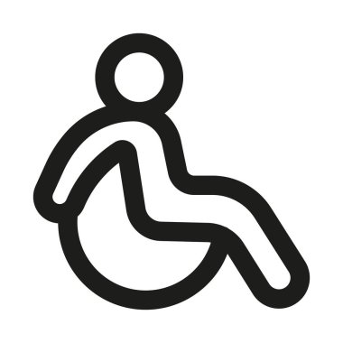 Tekerlekli sandalye Profesyonel Modern Satır Simgesi. Asgari ve benzersiz erişilebilirlik sembolü engelli desteği tıbbi bakım ve kapsayıcı yardım konseptini temsil etmektedir