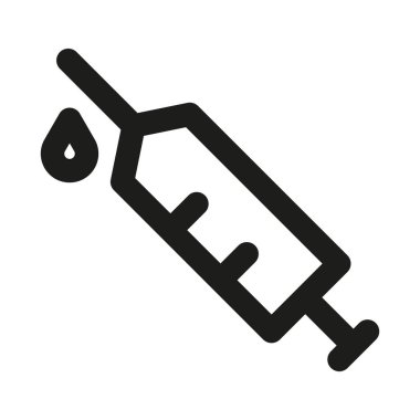 Şırınga Profesyonel Modern Satır Simgesi. Enjeksiyon sağlık tedavisini ve hastalıkların önlenmesini temsil eden minimum ve benzersiz tıbbi sembol