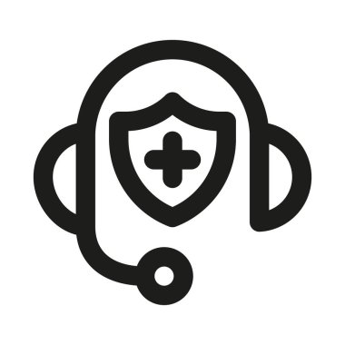 Tıbbi Çağrı Merkezi Profesyonel Modern Hat Simgesi. Destek hizmetleri danışmanlığını temsil eden minimum ve benzersiz sağlık sembolü hasta yardımı ve hastane iletişimi