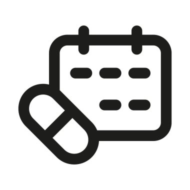 Tedavi Programı Profesyonel Modern Satır Simgesi. Hasta bakımı ve sağlık görevlilerinin reçeteli zamanlamasını temsil eden minimum ve benzersiz tıbbi sembol