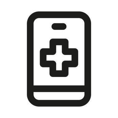 Mobil Sağlık Uygulaması Profesyonel Modern Hat Simgesi. Zindelik takibi ve sağlık idarecilerini temsil eden minimum ve benzersiz dijital sağlık sembolü