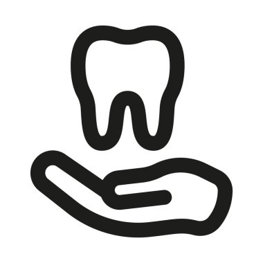 Diş Bakımı Profesyoneli Modern Satır Simgesi. Ağız temizliğini, diş sağlığını, klinik tedavisini ve hasta refahını temsil eden en küçük ve benzersiz diş sembolü