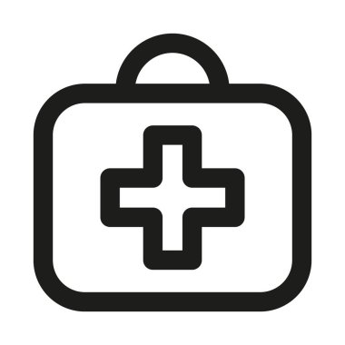 Medikal Kit Profesyonel Modern Hat Simgesi. İlk yardımı, acil bakımı, hasta tedavisini ve sağlık tedarikçisini temsil eden minimum ve benzersiz sağlık sembolü