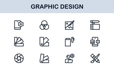 Grafik Tasarım için Vektör Simgeleri Koleksiyonu Fırçalar, Paletler, Tipografi ve Yaratıcı Araçlar Mükemmel