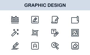 Grafik Tasarım için Vektör Simgeleri Koleksiyonu Fırçalar, Paletler, Tipografi ve Yaratıcı Araçlar Mükemmel