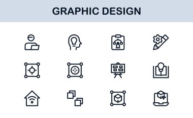 Grafik Tasarım için Vektör Simgeleri Koleksiyonu Fırçalar, Paletler, Tipografi ve Yaratıcı Araçlar Mükemmel