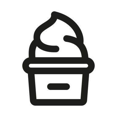 Kupa Dondurması Profesyonel Modern Hat Simgesi. Minimum tatlı ikram mutfak taslağı tasarımı
