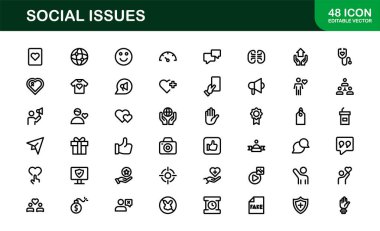 Sosyal Bilinç Simgesi Paketi. Eylemcilik, Çeşitlilik ve İnsan Hakları Tasarımları için Asgari Satır Sanatı