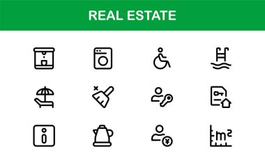 Emlak ve Emlak Premium Simgeleri. Profesyonel, Modern Konut, Ticari ve Mimarlık Sembolleri Gayrimenkul Pazarlama ve Markalaşma hattı stili