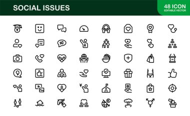 Sosyal Bilinç Simgesi Paketi. Eylemcilik, Çeşitlilik ve İnsan Hakları Tasarımları için Asgari Satır Sanatı