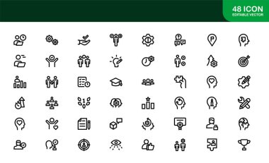 Temiz Vektör Biçiminde Yumuşak Yetenekler Simgesi İletişim, Liderlik, Takım Çalışması ve Yaratıcılık Sembolleri