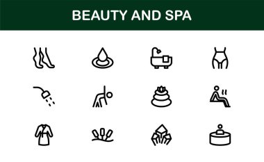 Modern Wellness Markalaştırma ve Dijital Tasarım için Nihai Güzellik ve Spa Simgesi Koleksiyonu Salonlar için Mükemmel Cilt ve Gevşeme Projeleri