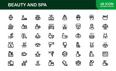 Modern Wellness Markalaştırma ve Dijital Tasarım için Nihai Güzellik ve Spa Simgesi Koleksiyonu Salonlar için Mükemmel Cilt ve Gevşeme Projeleri