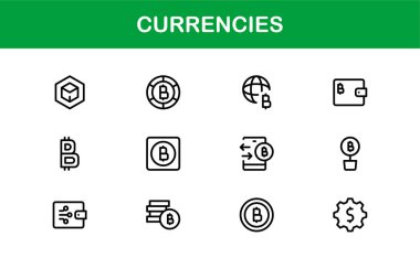 Bankacılık Para Ticareti Yatırımları Bankacılık Uygulamaları için Modern Vektör Tasarımları ile Para Birimi Simgesi Ayarları Ticari Kullanım İçin Minimalist Ekonomik Simgeler