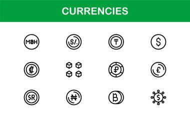 Bankacılık Para Ticareti Yatırımları Bankacılık Uygulamaları için Modern Vektör Tasarımları ile Para Birimi Simgesi Ayarları Ticari Kullanım İçin Minimalist Ekonomik Simgeler