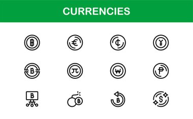Bankacılık Para Ticareti Yatırımları Bankacılık Uygulamaları için Modern Vektör Tasarımları ile Para Birimi Simgesi Ayarları Ticari Kullanım İçin Minimalist Ekonomik Simgeler