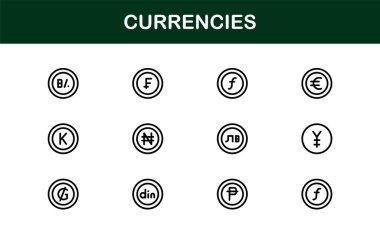 Bankacılık Para Ticareti Yatırımları Bankacılık Uygulamaları için Modern Vektör Tasarımları ile Para Birimi Simgesi Ayarları Ticari Kullanım İçin Minimalist Ekonomik Simgeler