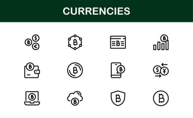 Bankacılık Para Ticareti Yatırımları Bankacılık Uygulamaları için Modern Vektör Tasarımları ile Para Birimi Simgesi Ayarları Ticari Kullanım İçin Minimalist Ekonomik Simgeler